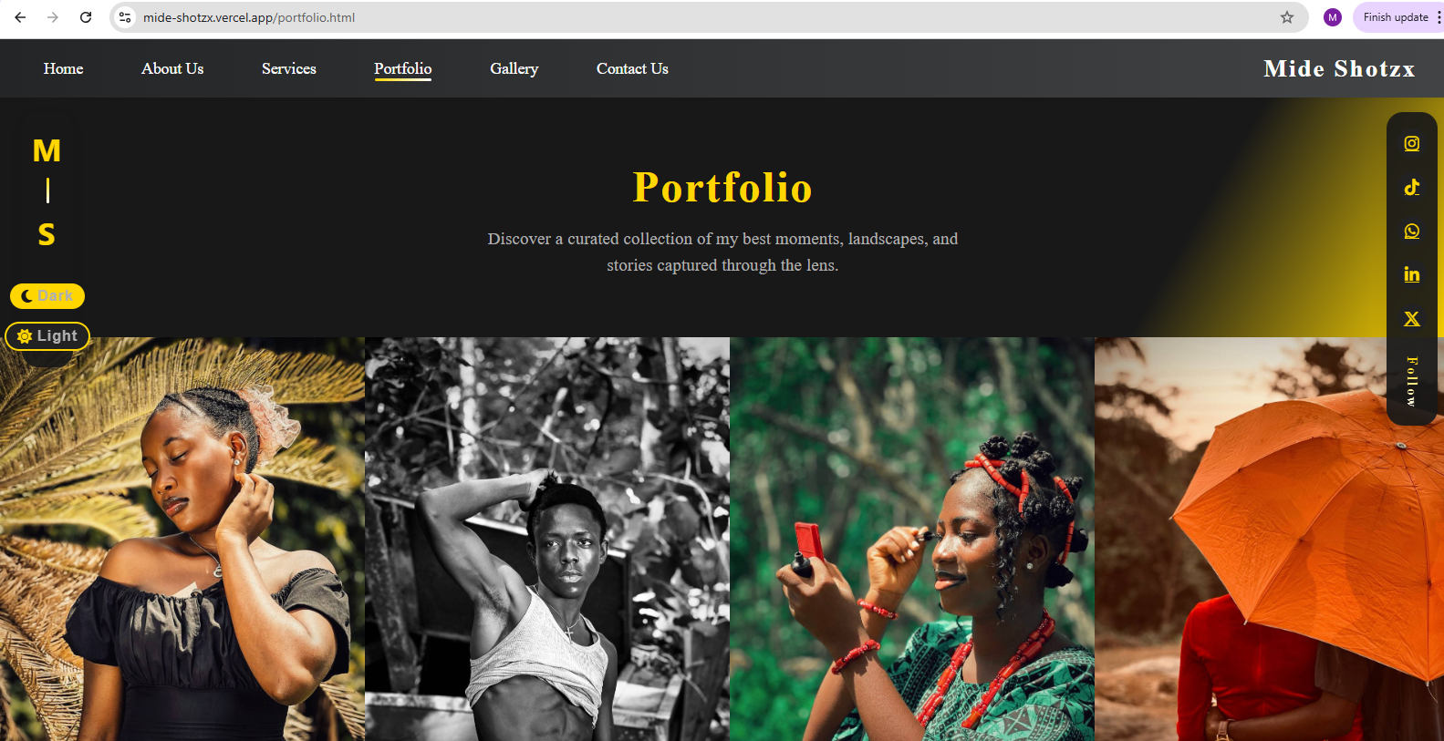 Photography site preview